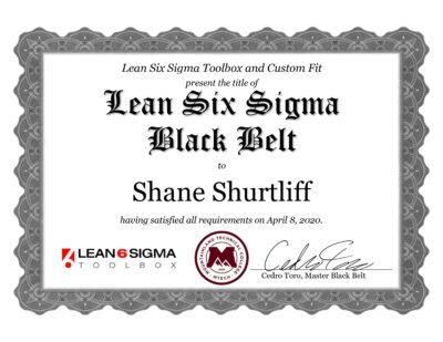 Black Belt Certificate from Lean Six Sigma Toolbox